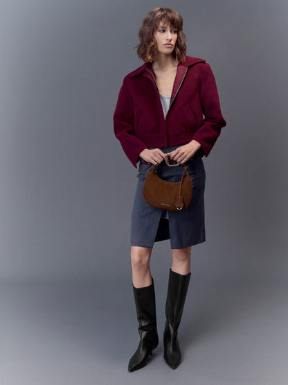 CHARLES & KEITH Best Seller / Vega Faux Suede Hobo Bag - Pecan Brown