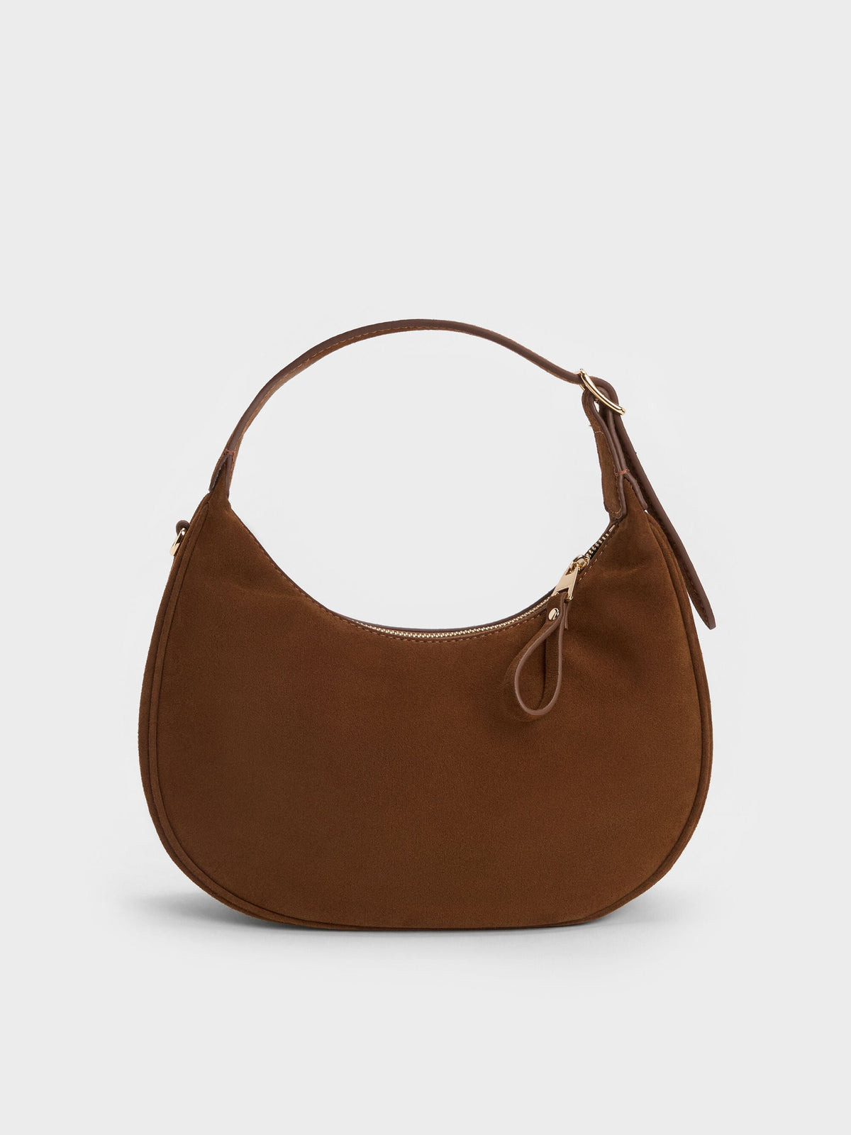 CHARLES & KEITH Best Seller / Vega Faux Suede Hobo Bag - Pecan Brown