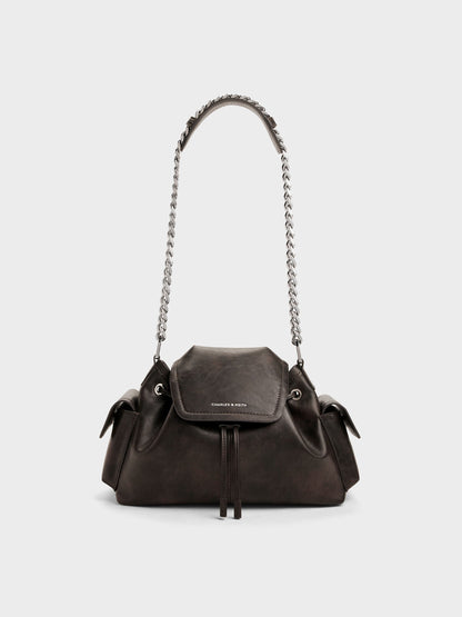 CHARLES & KEITH Smart Buy / Noane Side-Pocket Two-Way Bucket Bag - Dark Brown
