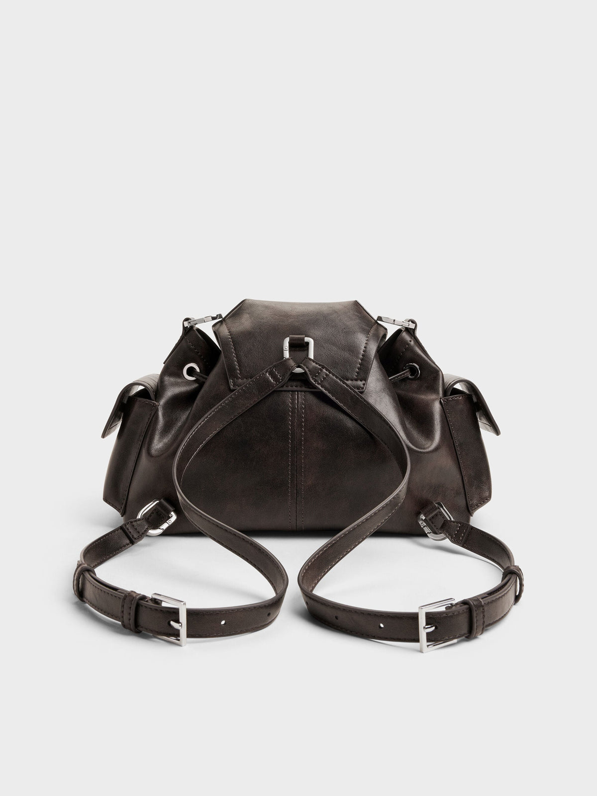 CHARLES & KEITH Smart Buy / Noane Side-Pocket Two-Way Bucket Bag - Dark Brown