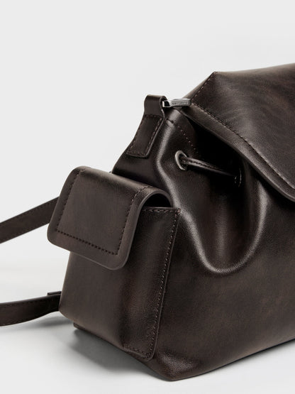 CHARLES & KEITH Smart Buy / Noane Side-Pocket Two-Way Bucket Bag - Dark Brown