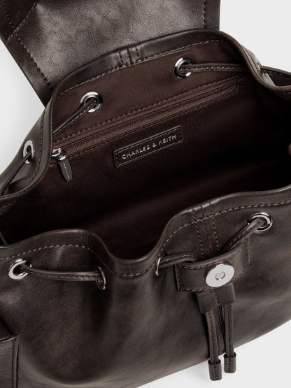 CHARLES & KEITH Smart Buy / Noane Side-Pocket Two-Way Bucket Bag - Dark Brown
