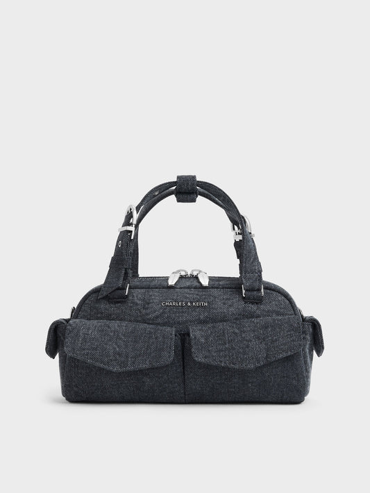CHARLES & KEITH Everyday / Rachel Denim Multi-Pocket Bowling Bag - Denim Blue