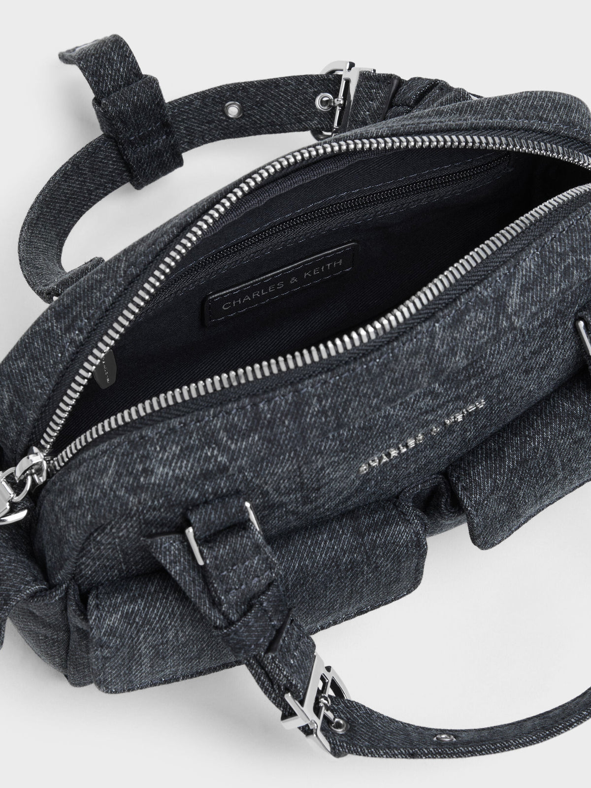 CHARLES & KEITH Everyday / Rachel Denim Multi-Pocket Bowling Bag - Denim Blue
