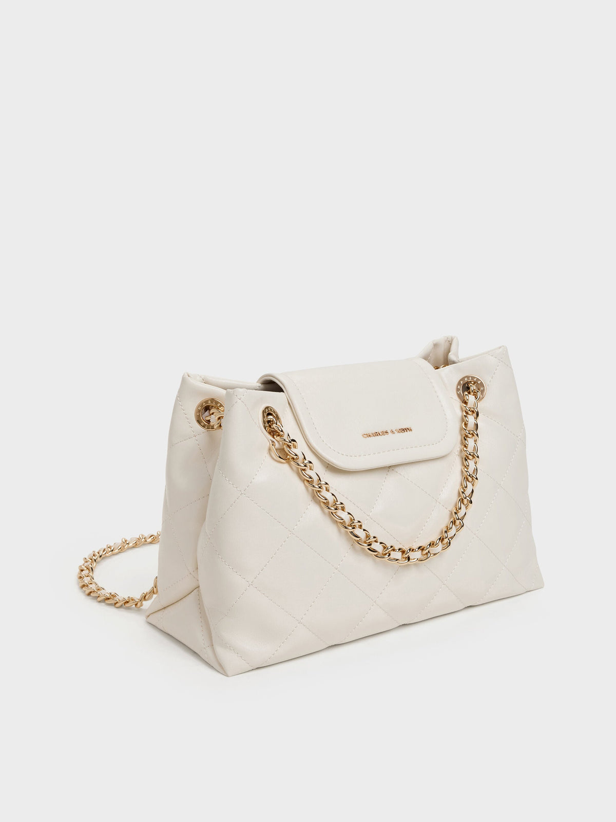 CHARLES & KEITH Trusted / Apfra Quilted Shoulder Bag - Cream