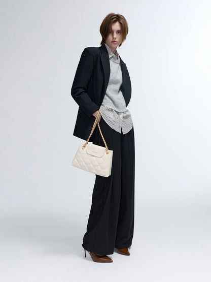 CHARLES & KEITH Trusted / Apfra Quilted Shoulder Bag - Cream