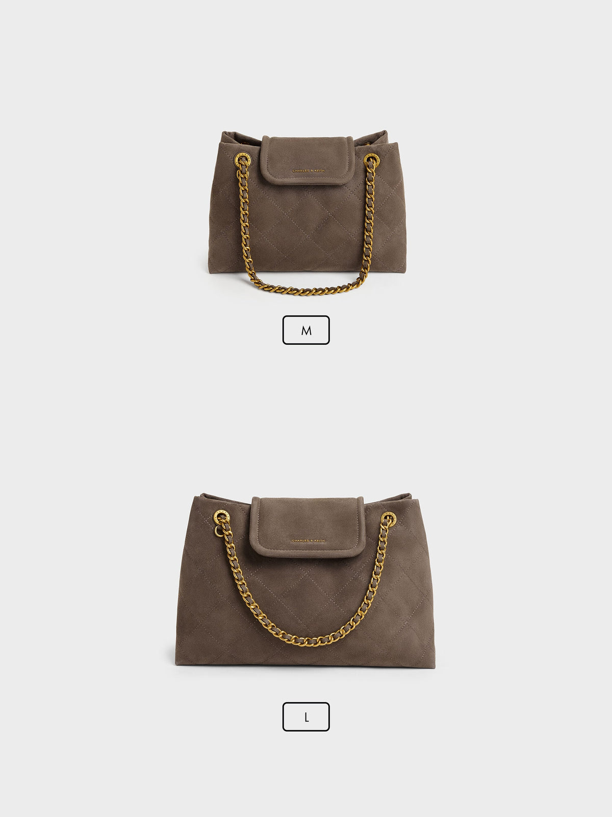 CHARLES & KEITH Premium / Apfra Quilted Shoulder Bag - Stone Grey