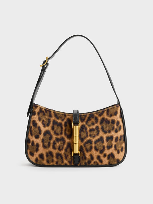 CHARLES & KEITH Signature / Cesia Leopard-Print Metallic-Accent Shoulder Bag - Multi
