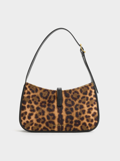 CHARLES & KEITH Signature / Cesia Leopard-Print Metallic-Accent Shoulder Bag - Multi