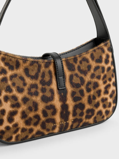 CHARLES & KEITH Signature / Cesia Leopard-Print Metallic-Accent Shoulder Bag - Multi