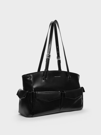 CHARLES & KEITH Signature / Rachel Multi-Pocket Tote Bag - Noir