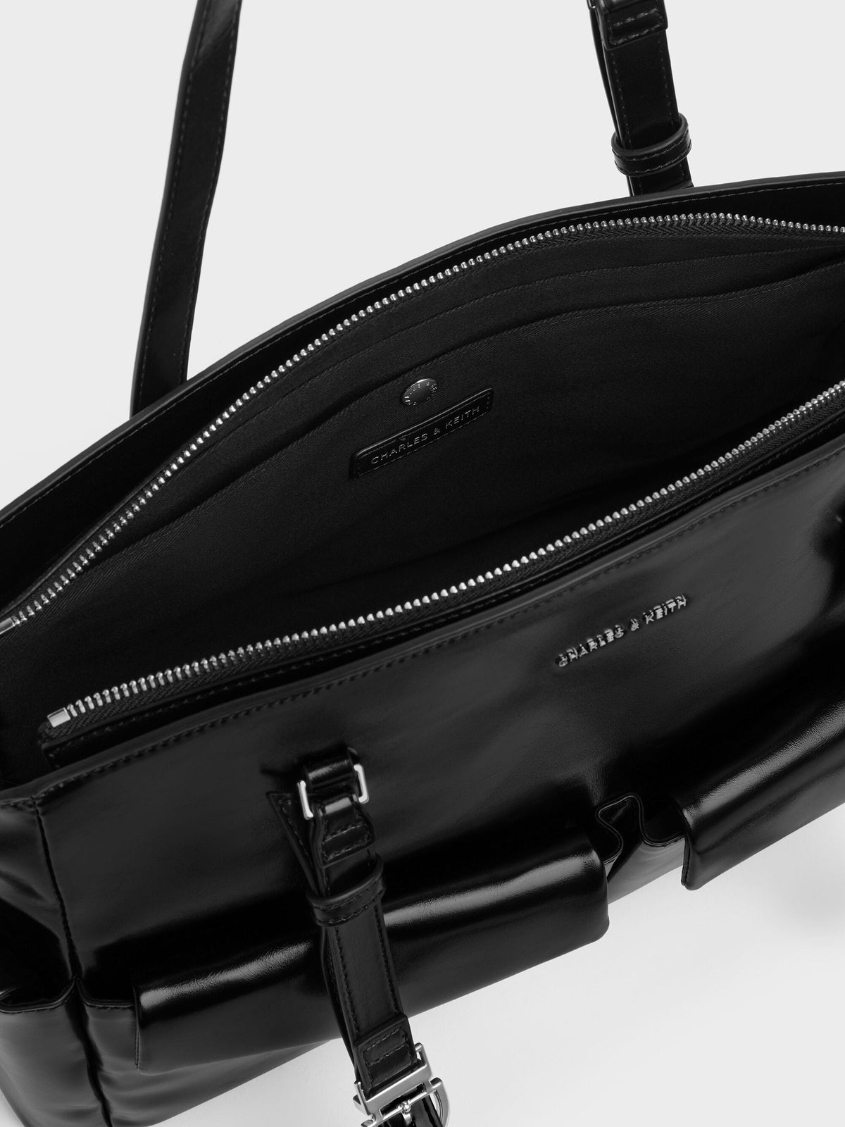 CHARLES & KEITH Signature / Rachel Multi-Pocket Tote Bag - Noir