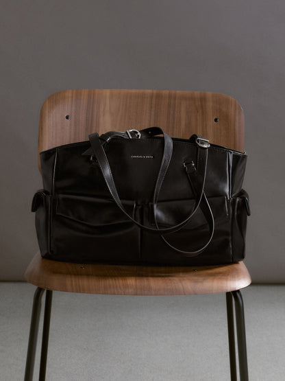 CHARLES & KEITH Signature / Rachel Multi-Pocket Tote Bag - Noir