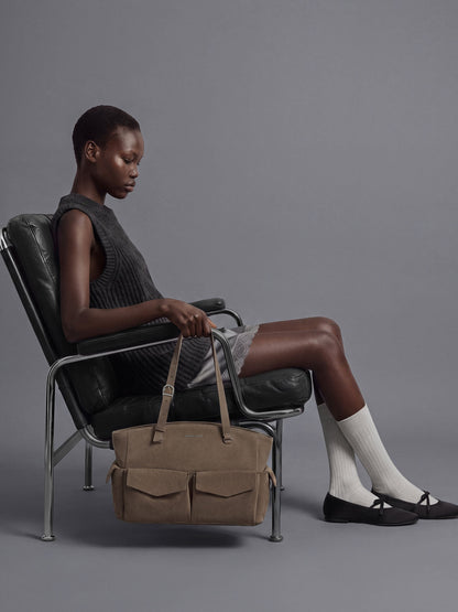 CHARLES & KEITH Classic / Rachel Multi-Pocket Tote Bag - Stone Grey