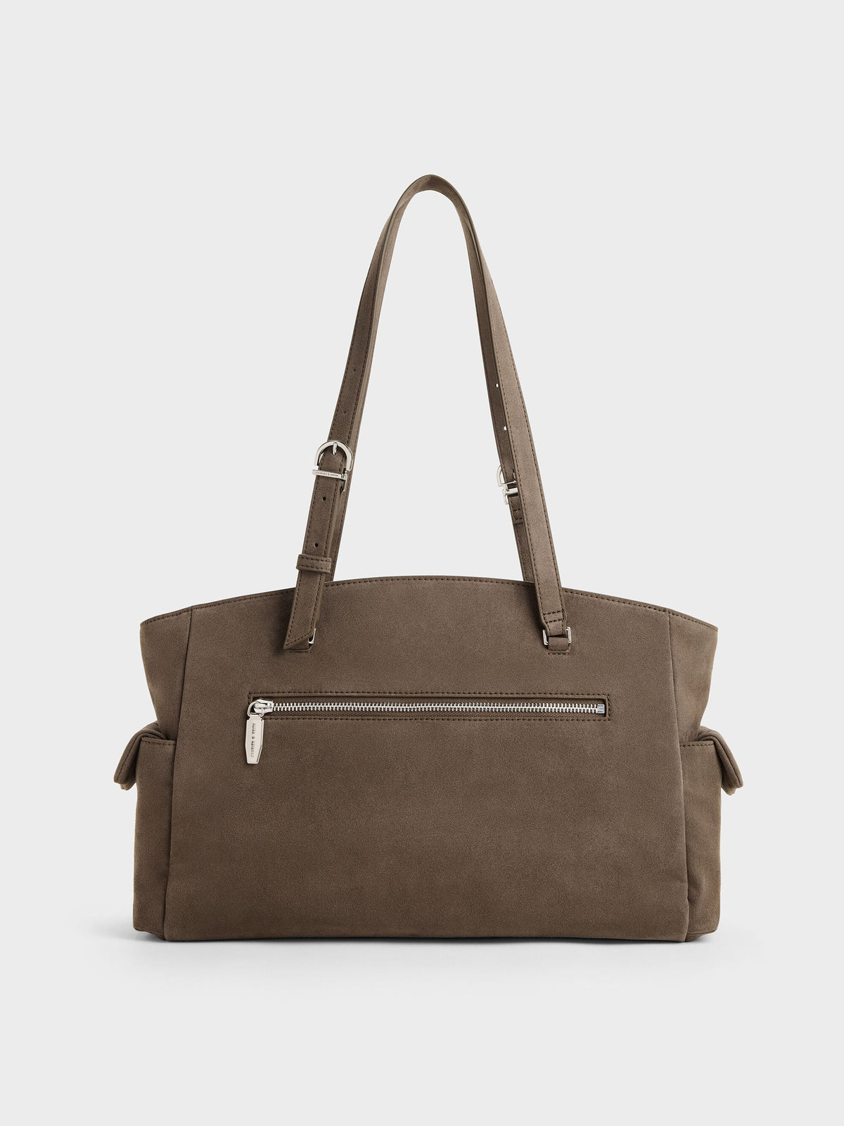 CHARLES & KEITH Classic / Rachel Multi-Pocket Tote Bag - Stone Grey