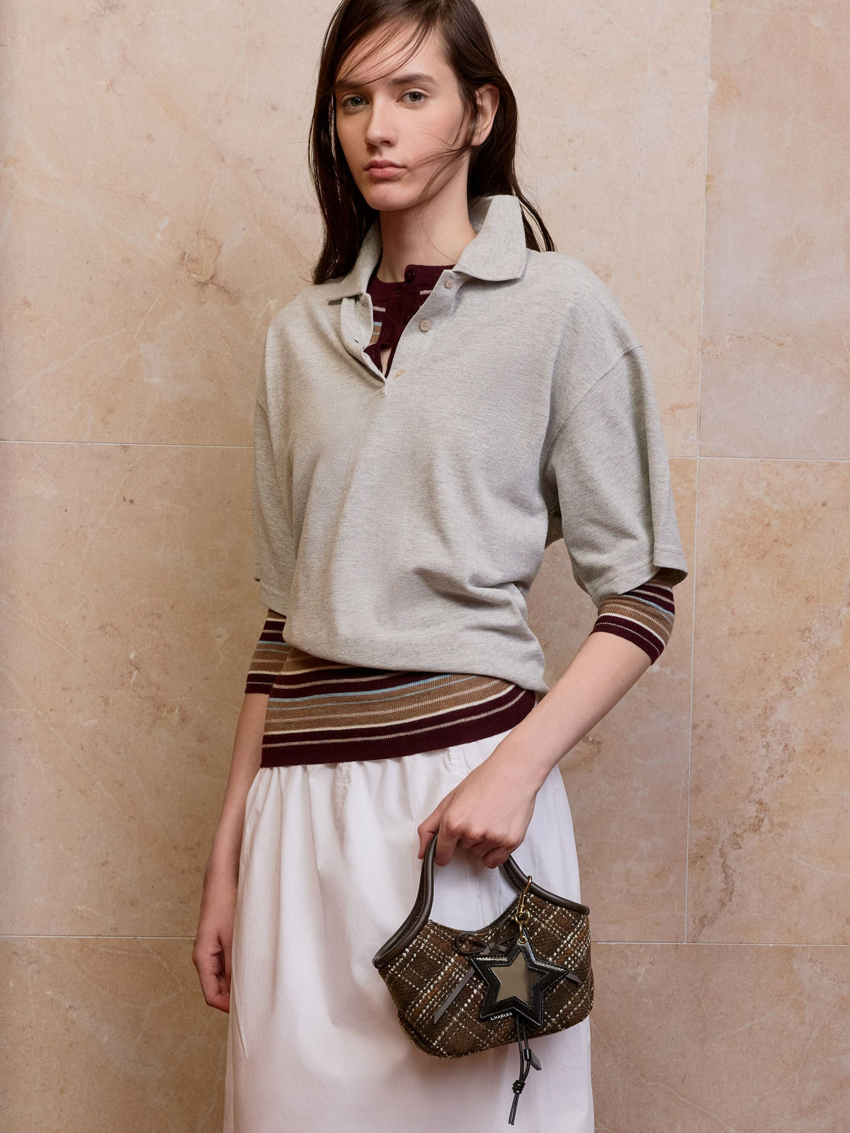 CHARLES & KEITH Featured / Hazel Checkered Bow Tubular Top Handle Bag - Multi