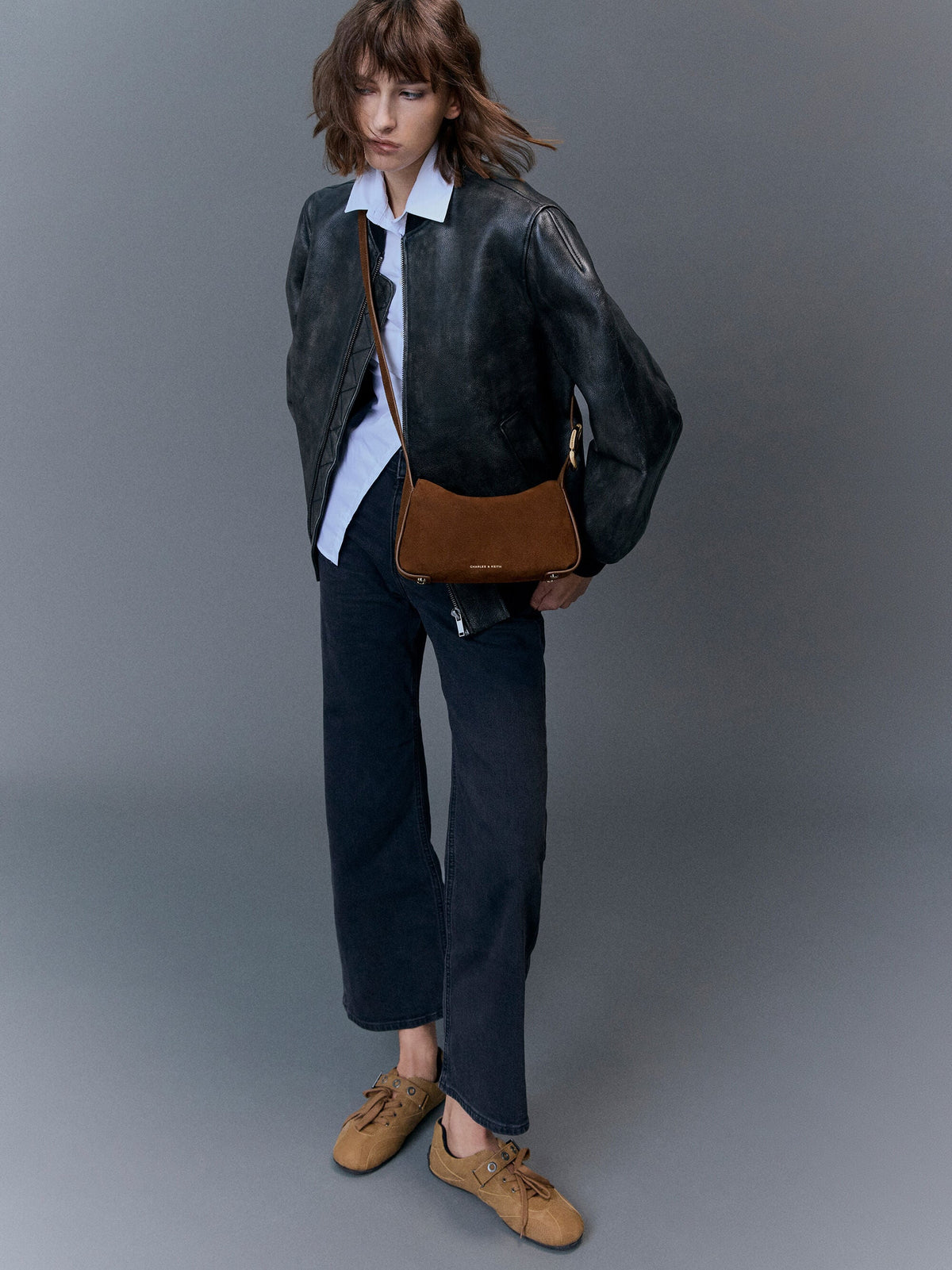 CHARLES & KEITH Recommended / Aislin Shoulder Bag - Pecan Brown