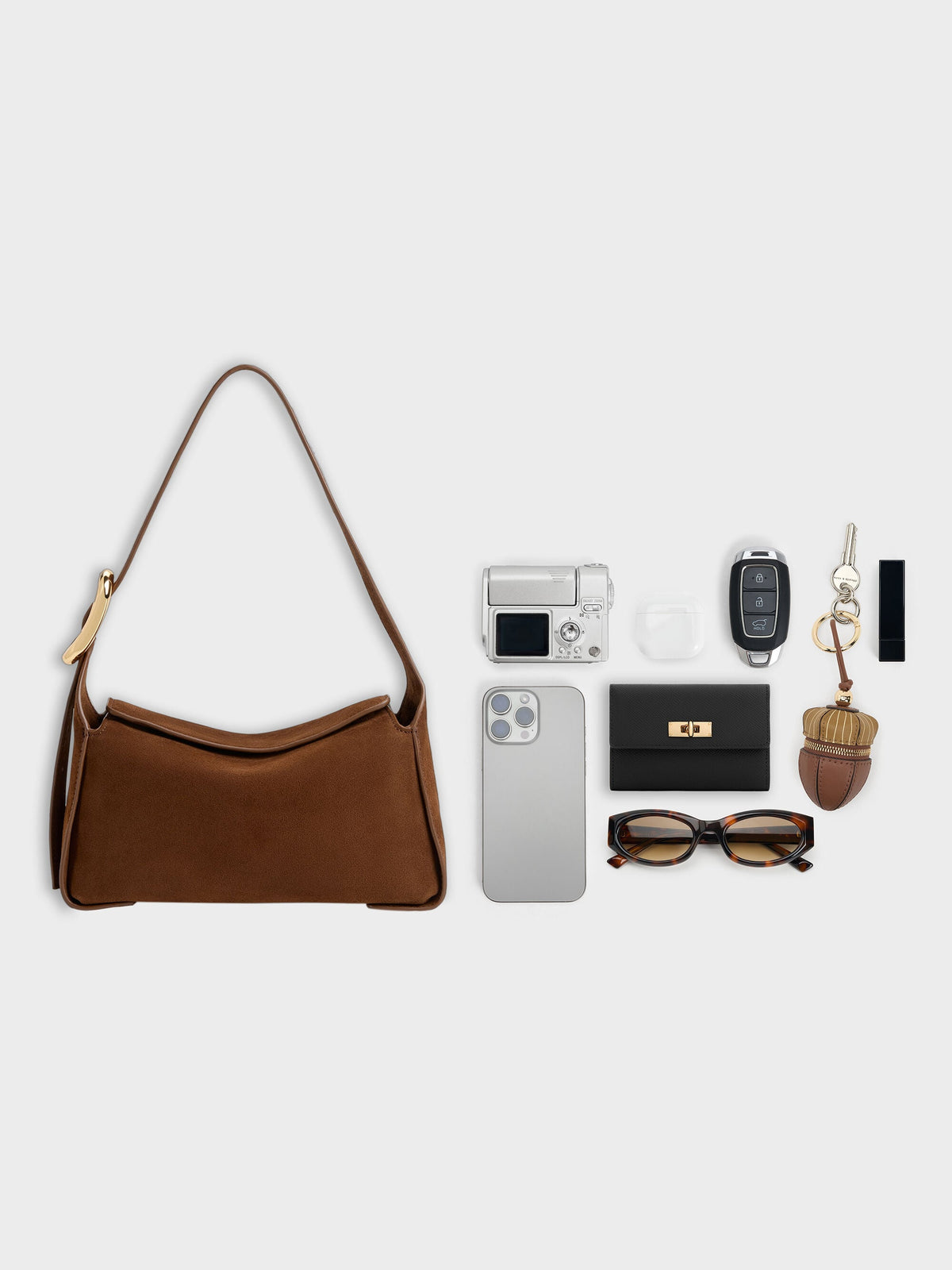 CHARLES & KEITH Recommended / Aislin Shoulder Bag - Pecan Brown