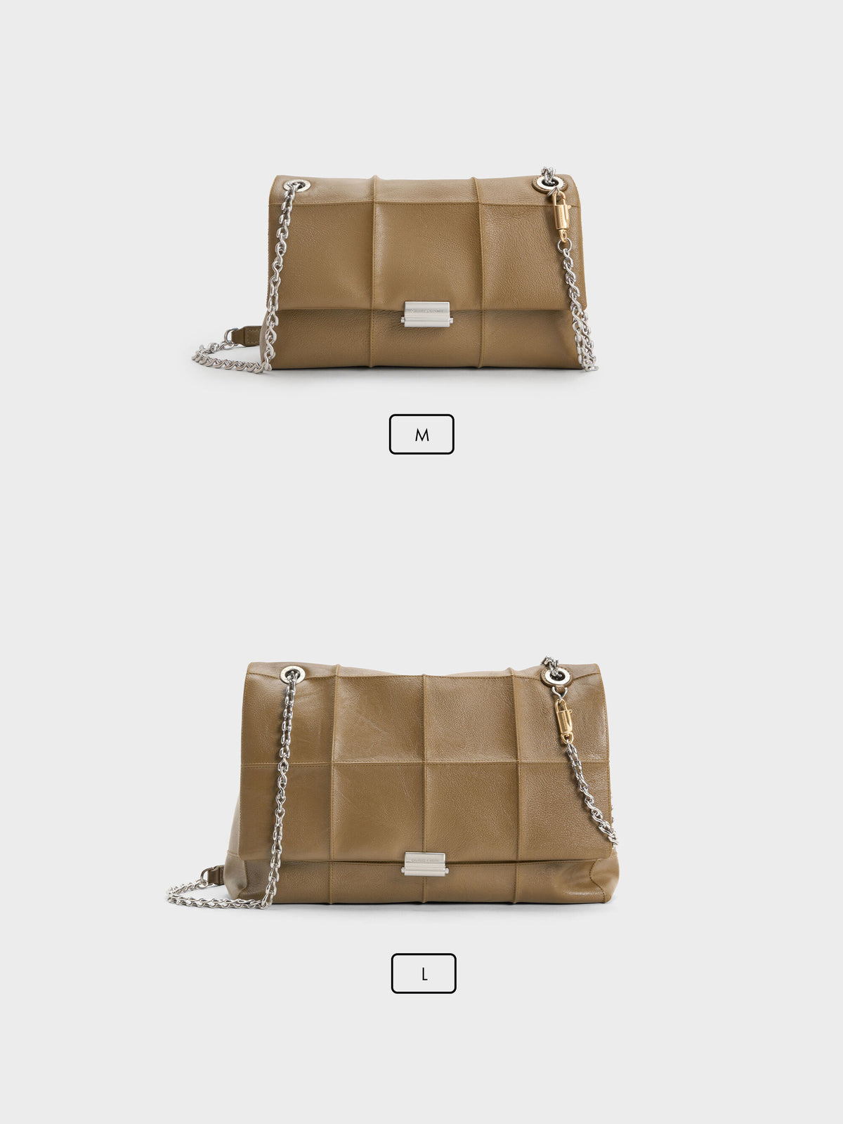 CHARLES & KEITH Deals / Large Delfina Quilted Chain-Strap Shoulder Bag - Walnut Brown