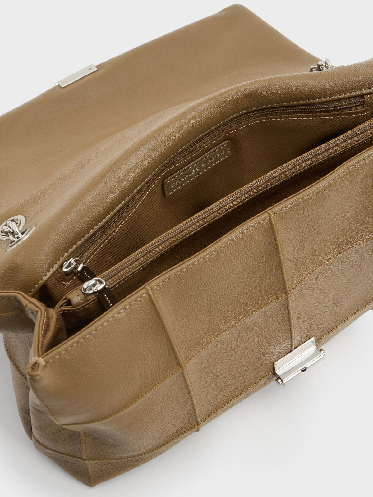 CHARLES & KEITH Deals / Large Delfina Quilted Chain-Strap Shoulder Bag - Walnut Brown