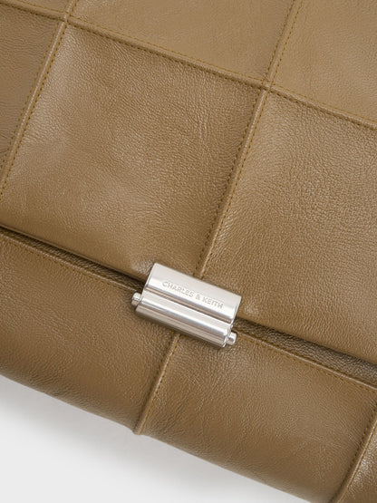 CHARLES & KEITH Deals / Large Delfina Quilted Chain-Strap Shoulder Bag - Walnut Brown