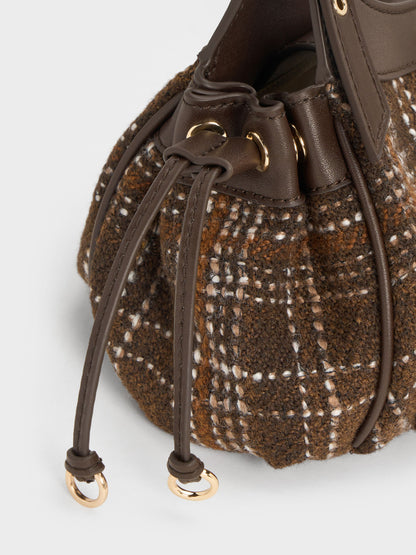 CHARLES & KEITH Recommended / Mini Lillith Checkered Drawstring Bucket Bag - Multi
