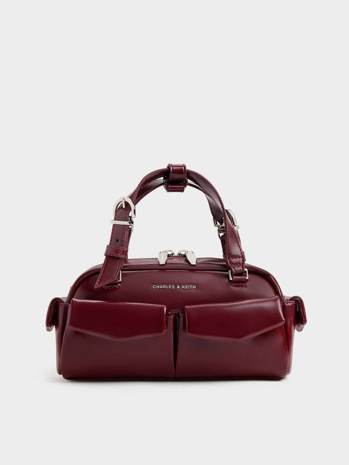 CHARLES & KEITH Premium / Rachel Multi-Pocket Bowling Bag - Burgundy