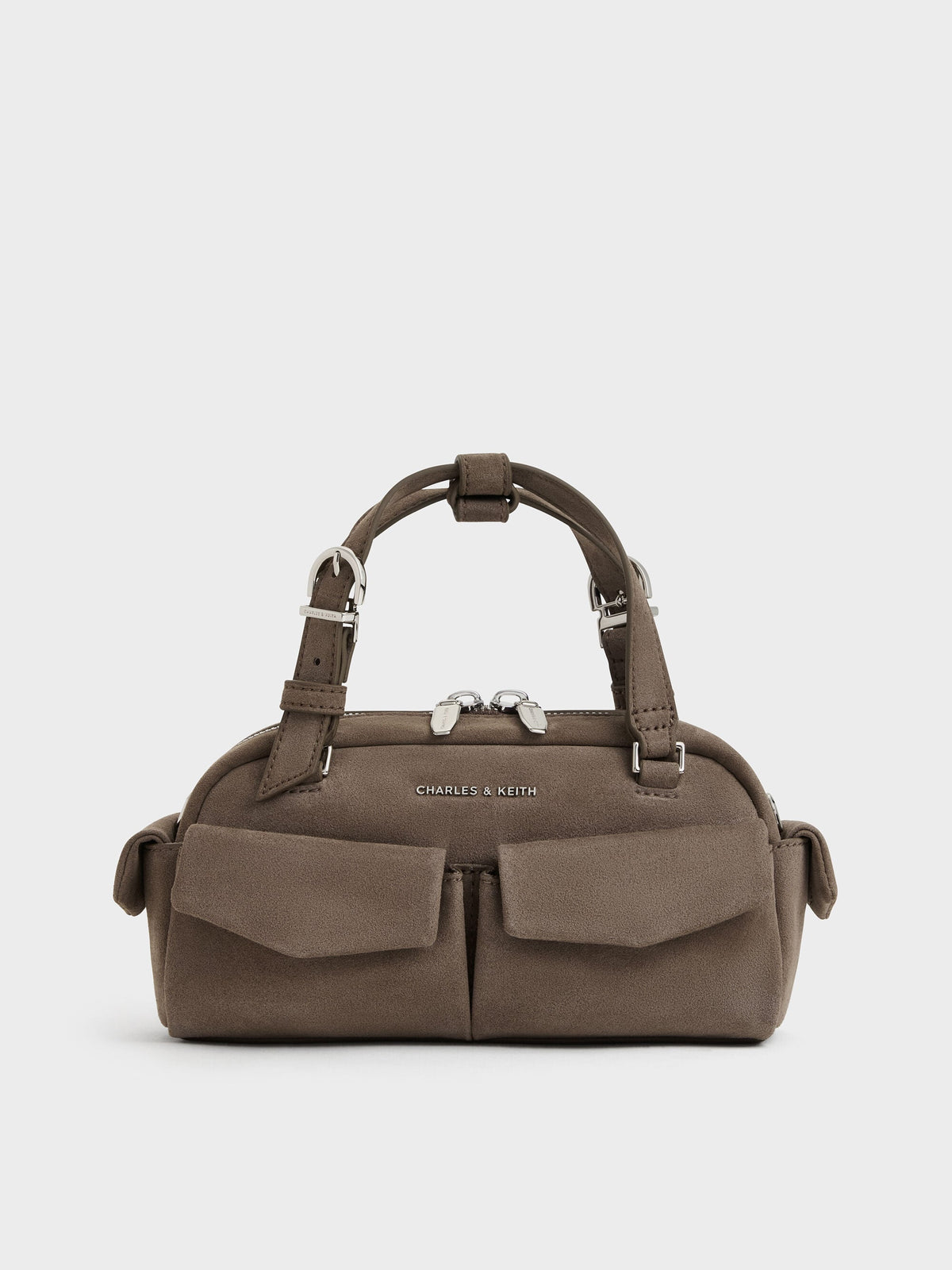 CHARLES & KEITH Quality / Rachel Multi-Pocket Bowling Bag - Stone Grey