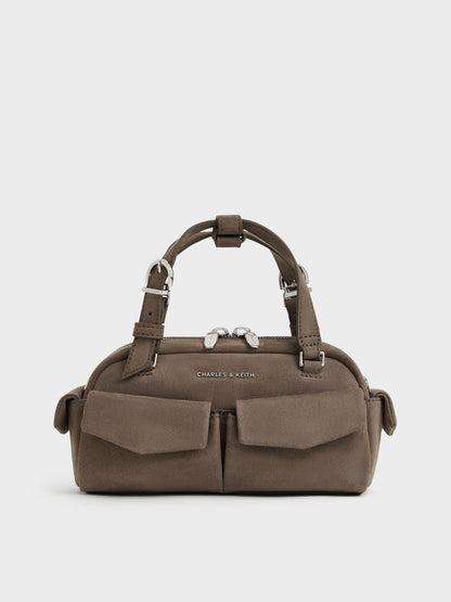 CHARLES & KEITH Quality / Rachel Multi-Pocket Bowling Bag - Stone Grey