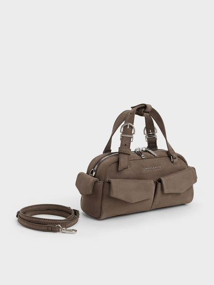 CHARLES & KEITH Quality / Rachel Multi-Pocket Bowling Bag - Stone Grey