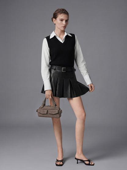 CHARLES & KEITH Quality / Rachel Multi-Pocket Bowling Bag - Stone Grey