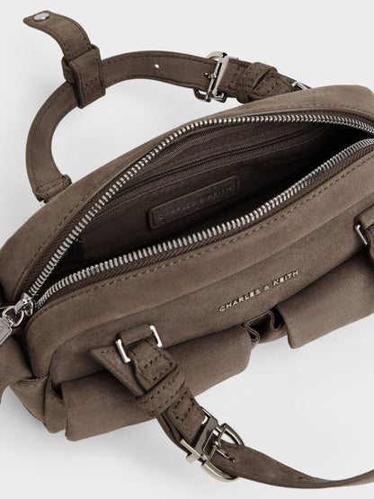 CHARLES & KEITH Quality / Rachel Multi-Pocket Bowling Bag - Stone Grey