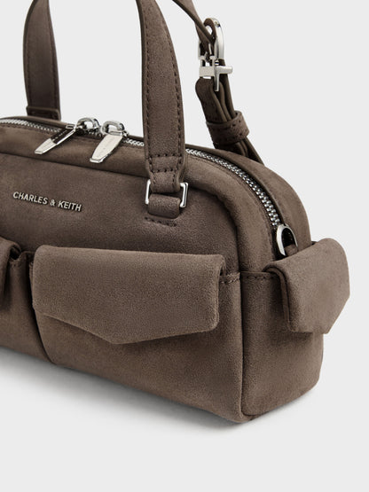 CHARLES & KEITH Quality / Rachel Multi-Pocket Bowling Bag - Stone Grey