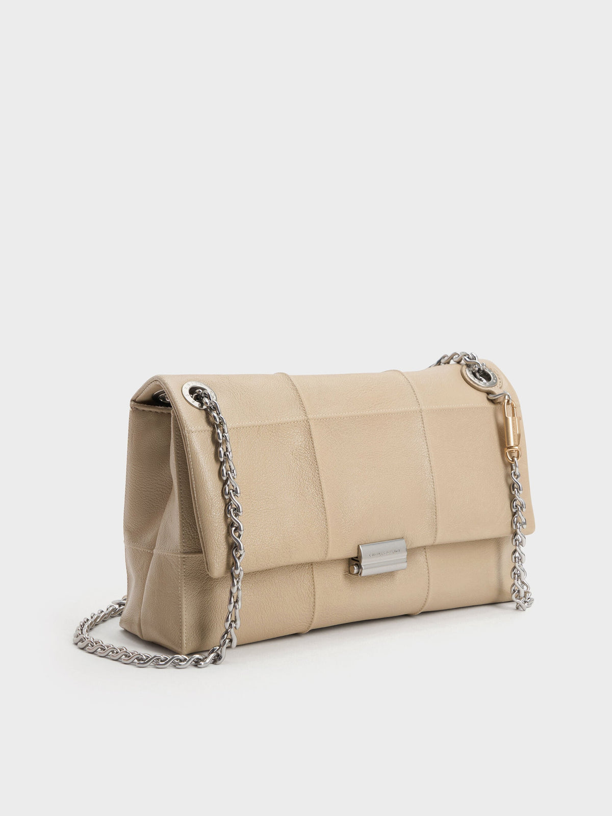CHARLES & KEITH Everyday / Delfina Quilted Chain-Strap Shoulder Bag - Sand Beige