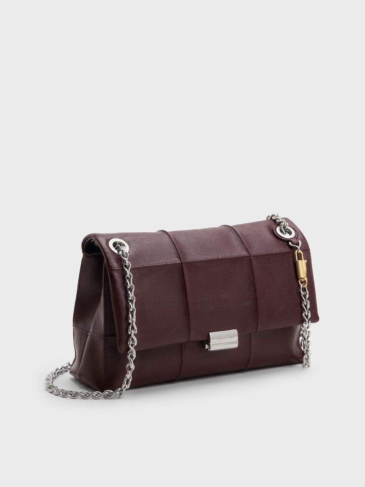 CHARLES & KEITH Great Value / Delfina Quilted Chain-Strap Shoulder Bag - Wineberry Red
