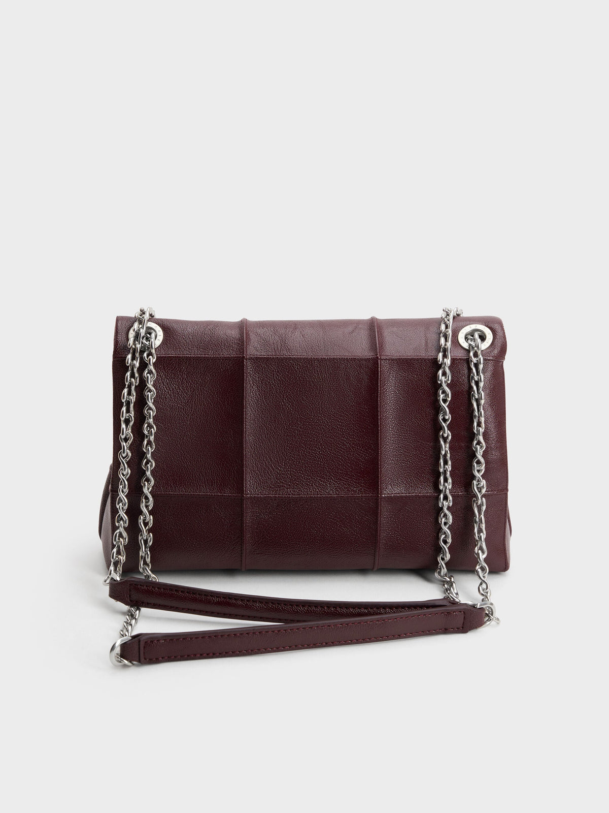 CHARLES & KEITH Great Value / Delfina Quilted Chain-Strap Shoulder Bag - Wineberry Red