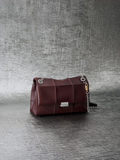 CHARLES & KEITH Great Value / Delfina Quilted Chain-Strap Shoulder Bag - Wineberry Red