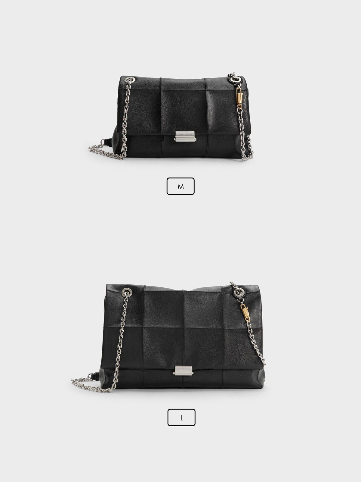 CHARLES & KEITH Essential / Delfina Quilted Chain-Strap Shoulder Bag - Black