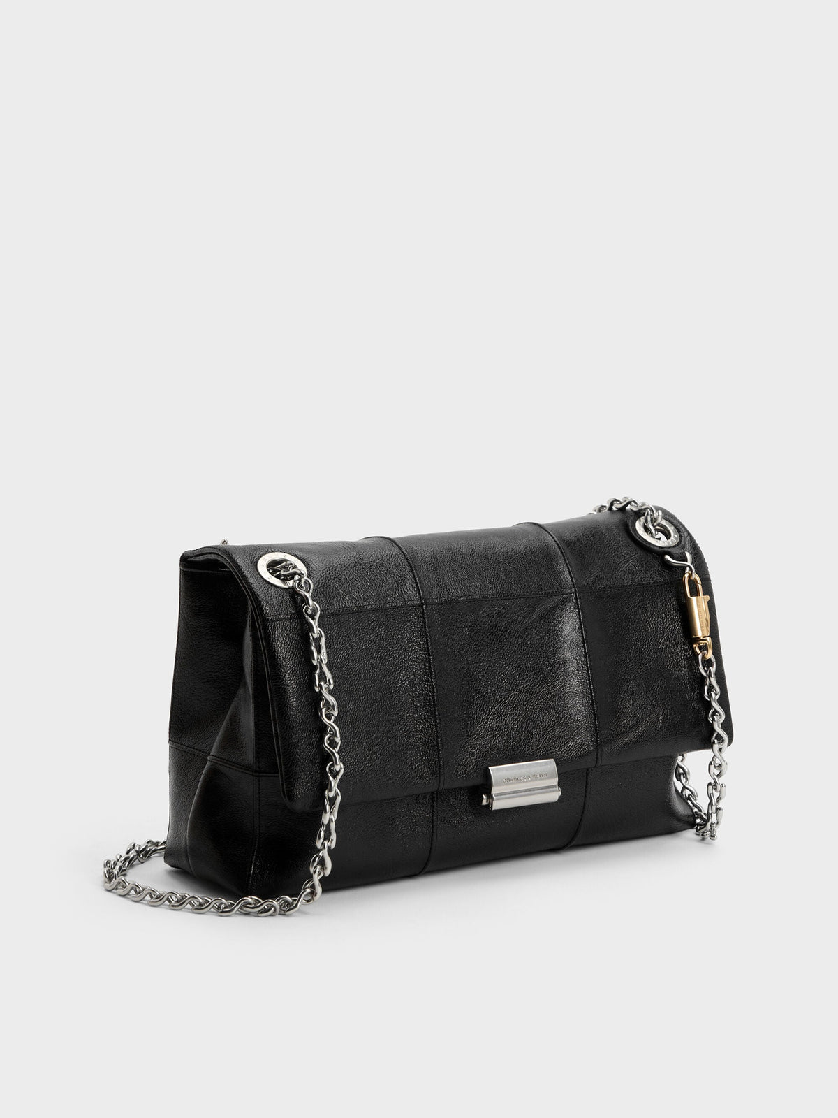 CHARLES & KEITH Essential / Delfina Quilted Chain-Strap Shoulder Bag - Black
