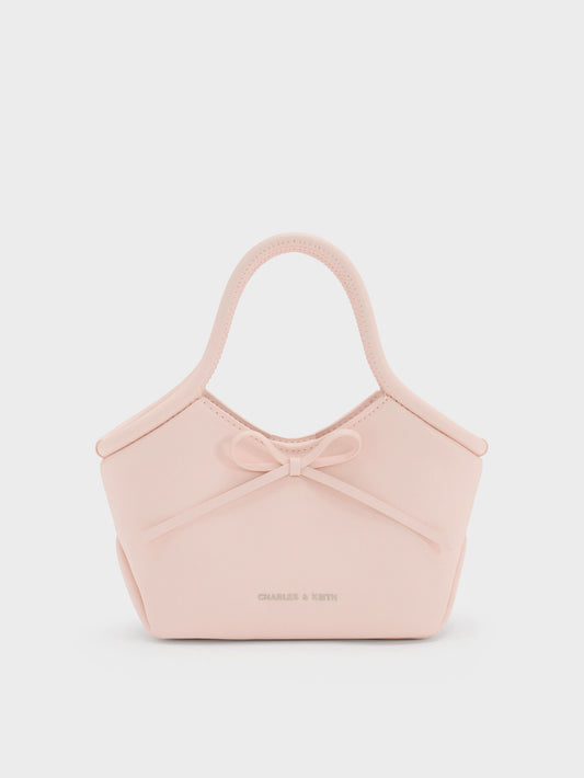 CHARLES & KEITH Essential / Hazel Bow Tubular Top Handle Bag - Soft Pink