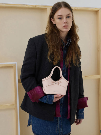 CHARLES & KEITH Essential / Hazel Bow Tubular Top Handle Bag - Soft Pink