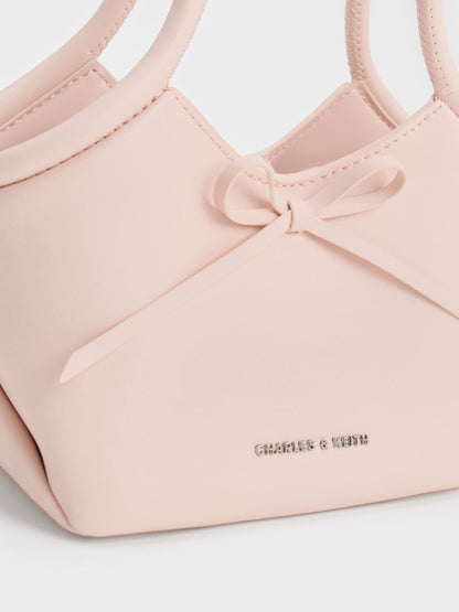 CHARLES & KEITH Essential / Hazel Bow Tubular Top Handle Bag - Soft Pink