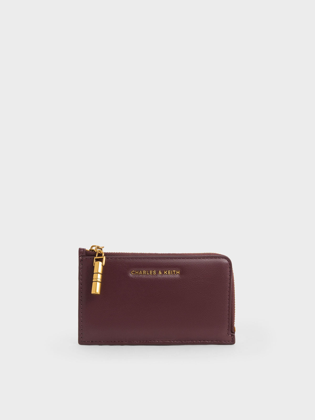 CHARLES & KEITH New / Cesia Zip-Around Card Holder - Wineberry Red