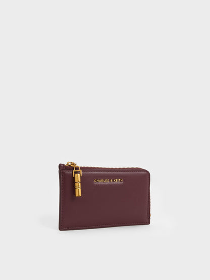 CHARLES & KEITH New / Cesia Zip-Around Card Holder - Wineberry Red