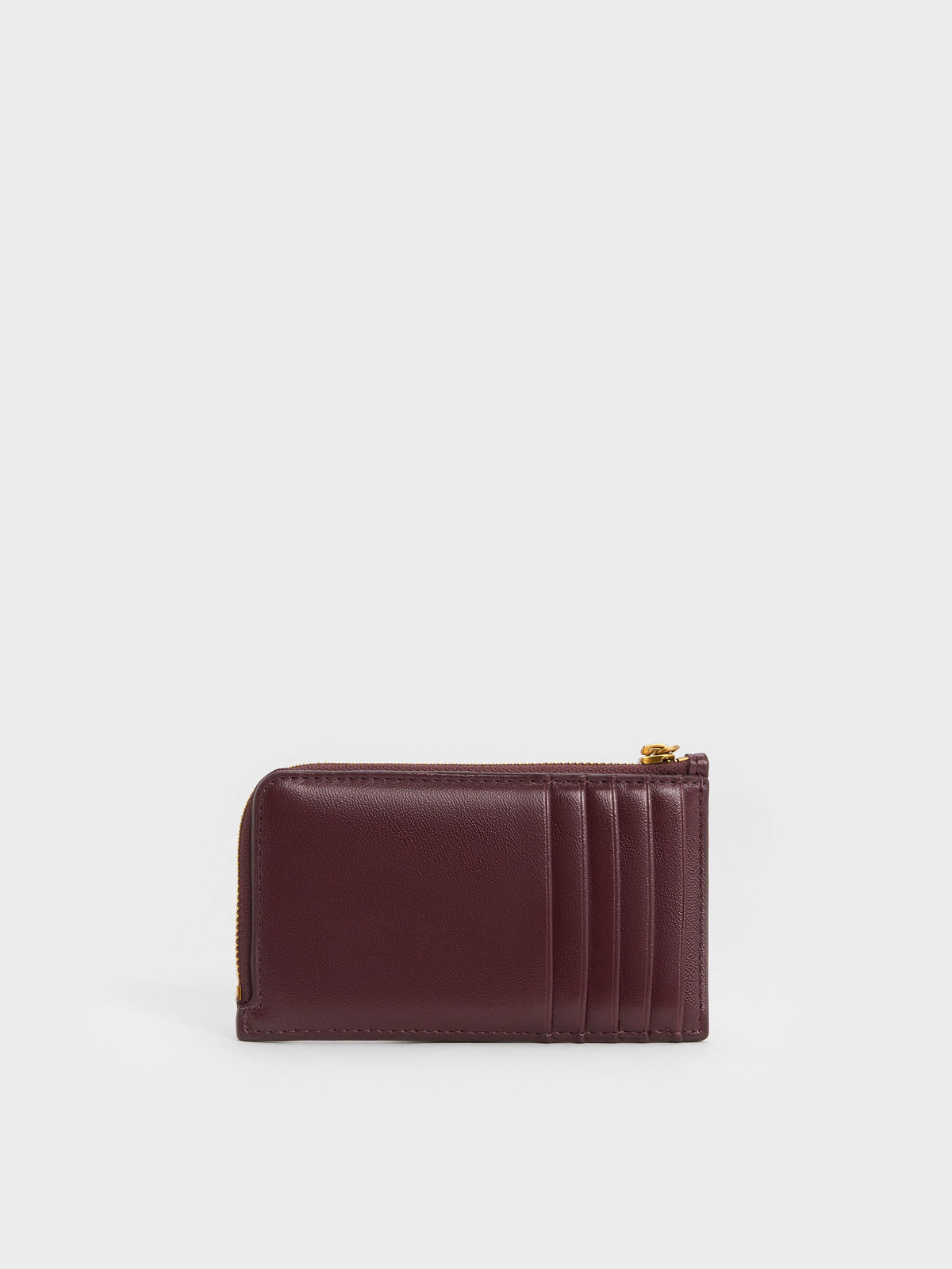 CHARLES & KEITH New / Cesia Zip-Around Card Holder - Wineberry Red