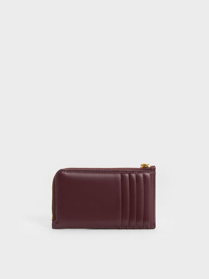 CHARLES & KEITH New / Cesia Zip-Around Card Holder - Wineberry Red
