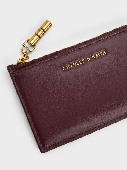 CHARLES & KEITH New / Cesia Zip-Around Card Holder - Wineberry Red