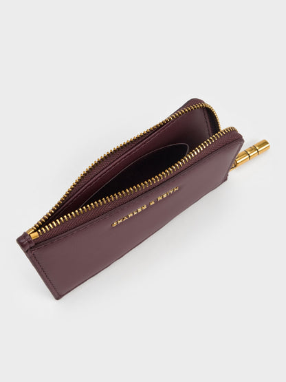 CHARLES & KEITH New / Cesia Zip-Around Card Holder - Wineberry Red