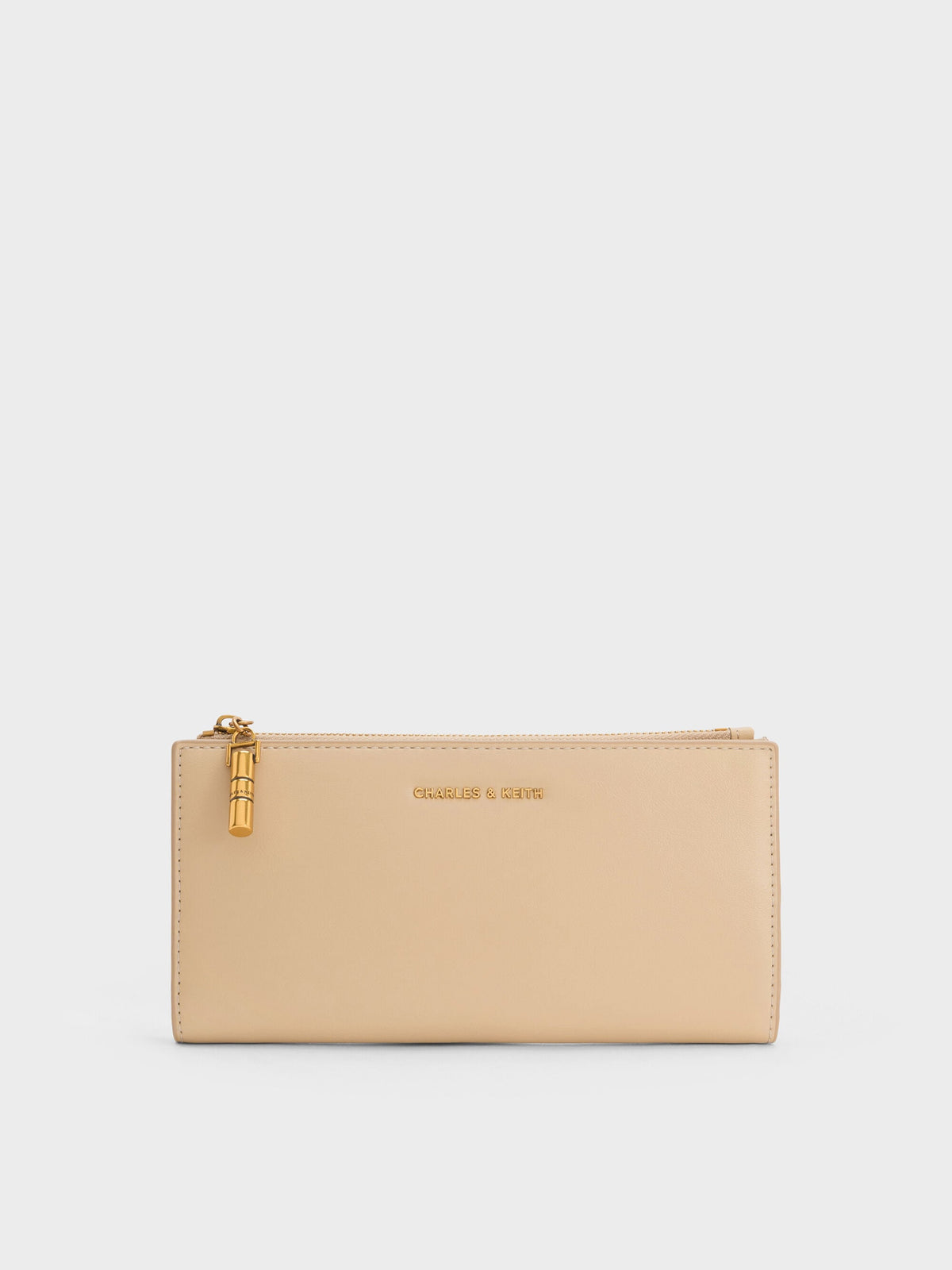 CHARLES & KEITH Customer Favorite / Cesia Top-Zip Long Wallet - Sand Beige