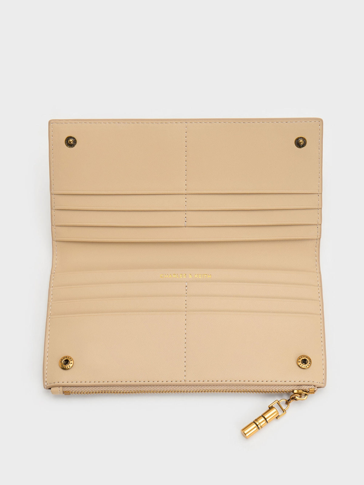CHARLES & KEITH Customer Favorite / Cesia Top-Zip Long Wallet - Sand Beige